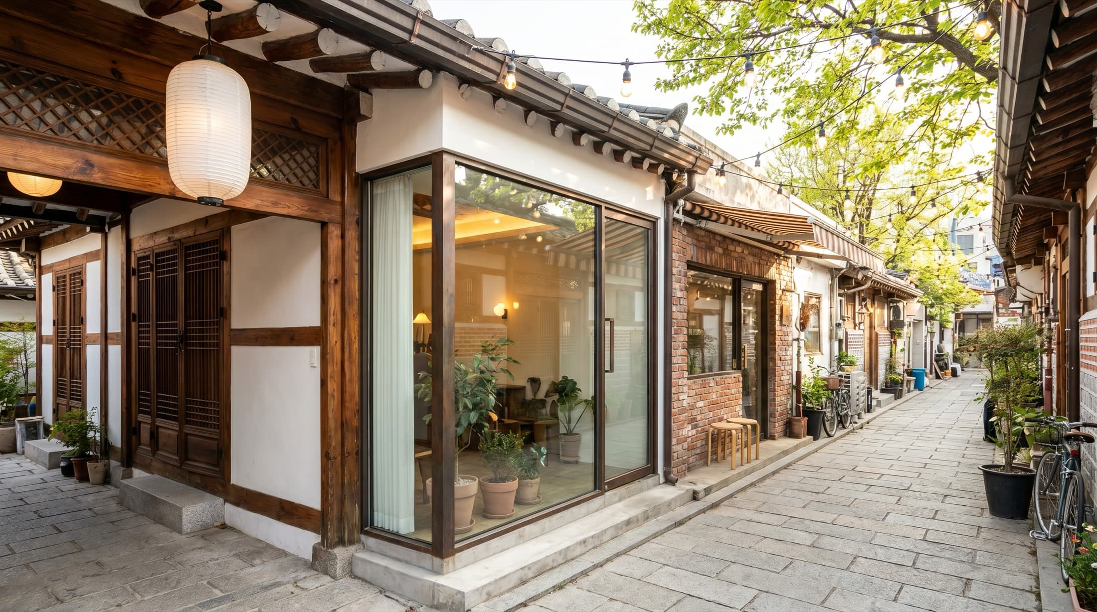 A curated Korean alley of shops, an alleyway experience recreated